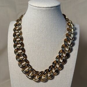 Elegant Gold Tone Double Curve Chain Necklace